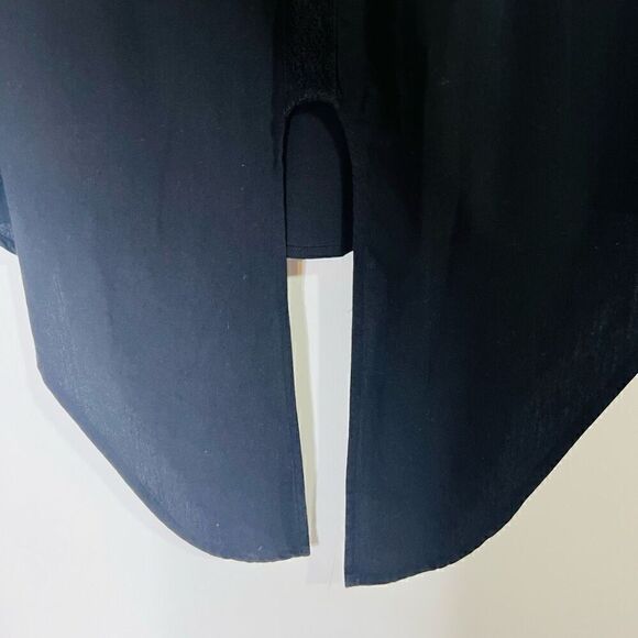 Red Haute Poplin Black Tie Front High Neck Top Tank Blouse - Picture 10 of 15